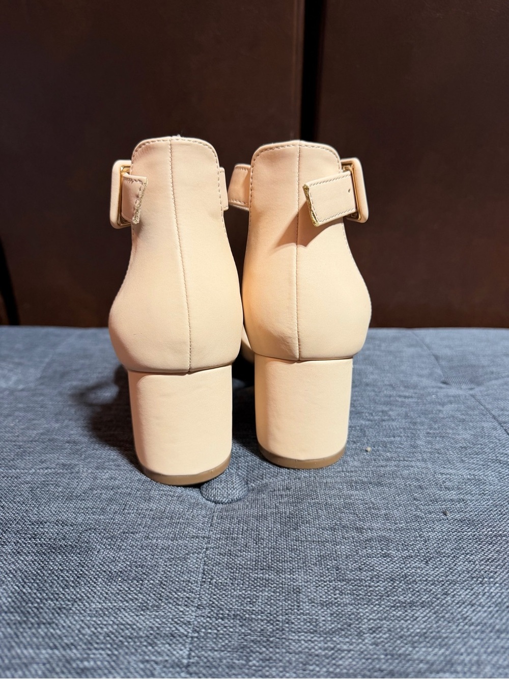 Dream Pairs Beige Ankle-Strap Pointed Toe Block Heels - Picture 4 of 7